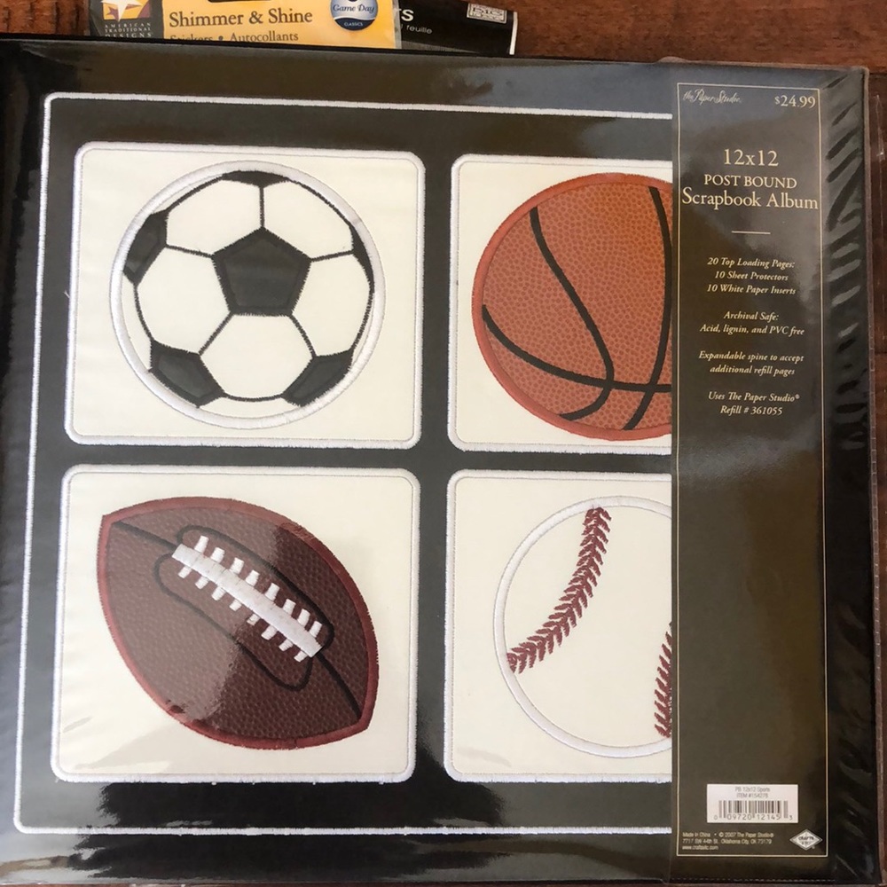New Sports Scrap Book w/extra pages & stickers